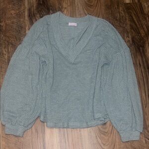 Pink Lily Textured Knit in Soft Green